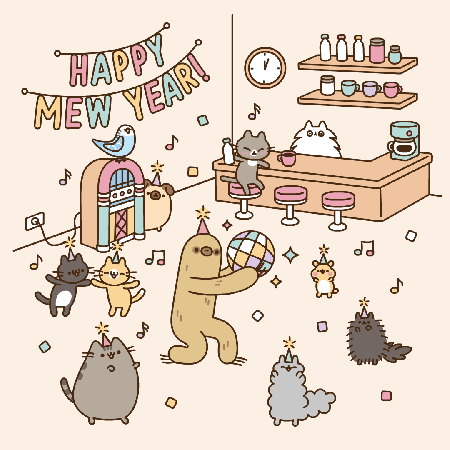 Pusheen z przyjaciółmi witają nowy rok